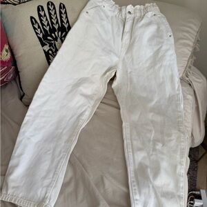 Scrunched white jeans